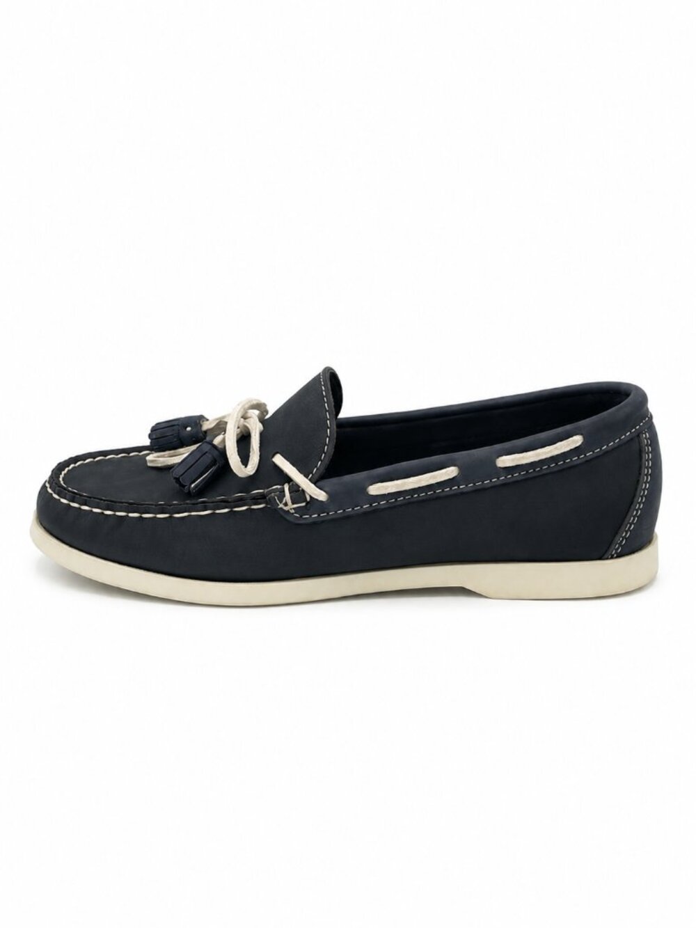 Sebago Docksides Navy Blue Leather Boat Shoes Size 9.5 9.5M Tassel Loafers